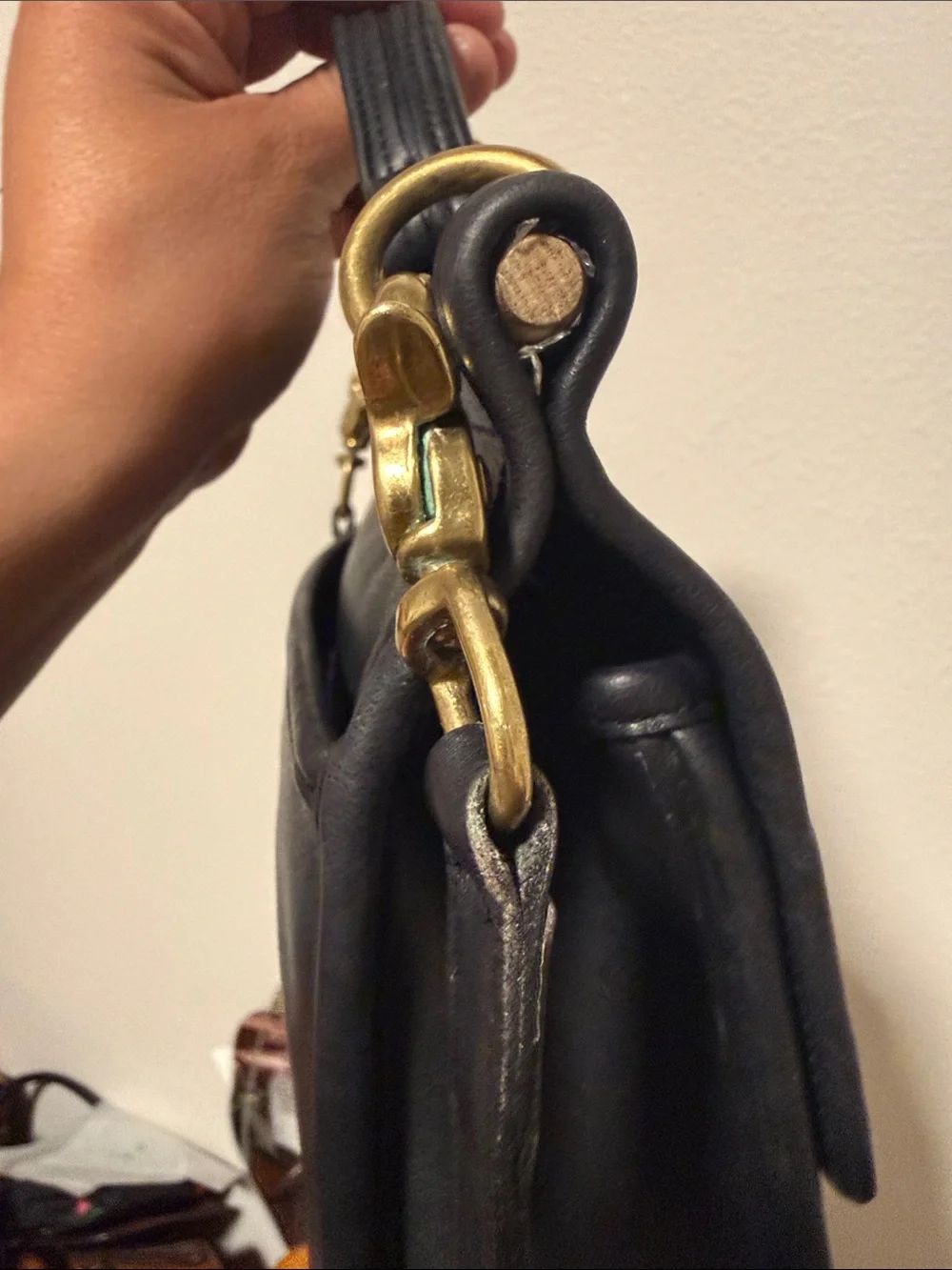 Coach Willis Classic Black Leather Crossbody Satchel with Gold-Tone Turn Lock